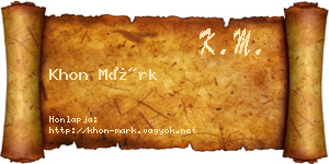 Khon Márk névjegykártya